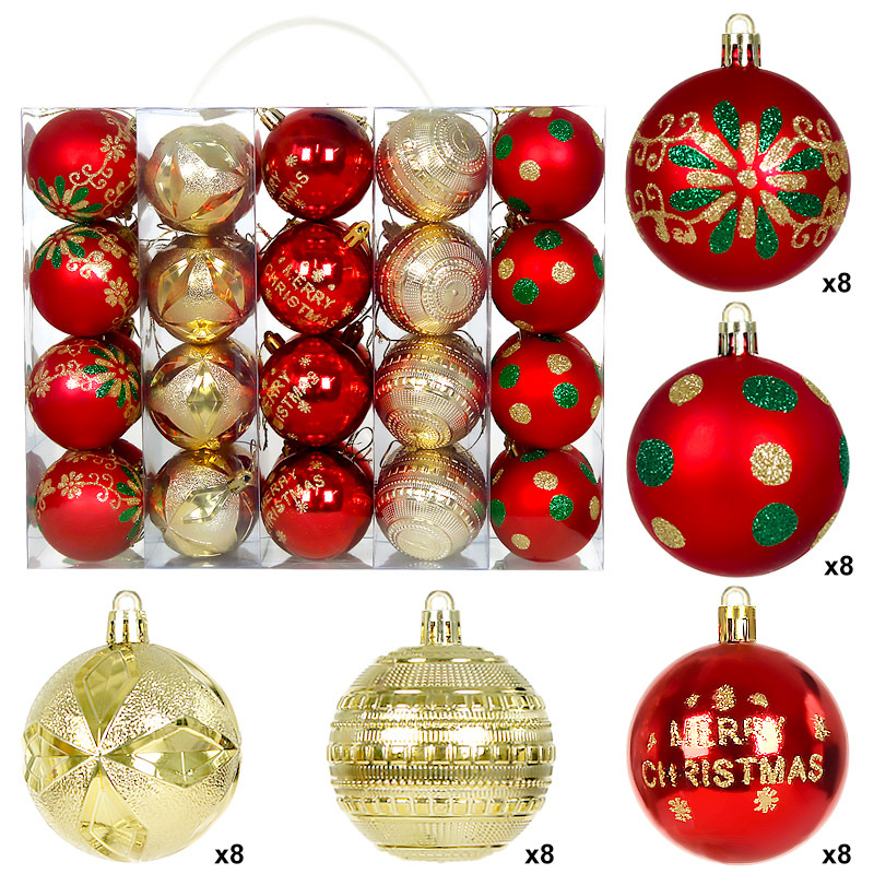 Amazon Cross-border Christmas Ball Set 6CM40 bolas decorativas de Navidad bolas pintadas bolas de plástico galvanizado