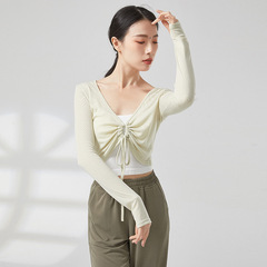 Modern dance practice clothing tops adult drawstring cardigan women's body basic training dance performance clothing summer