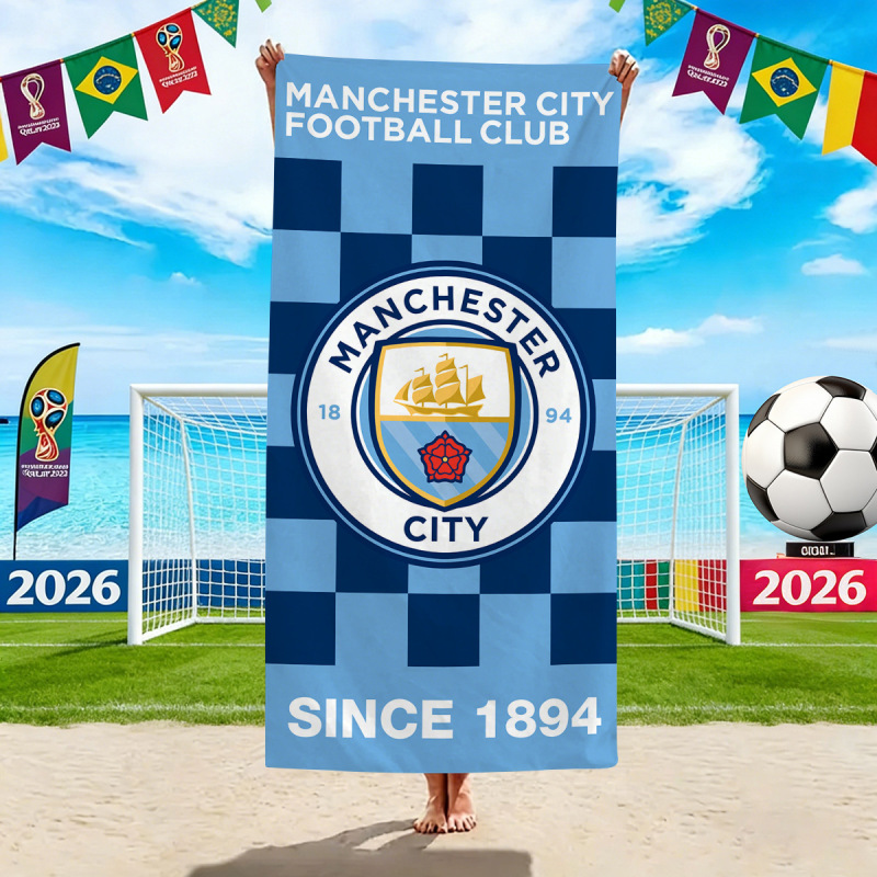 2026 World Cup Event Beach Towel Manchester City Football Team Decorative Microfiber Quick-Drying Water-Absorbent Beach Bath Towel
