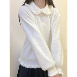 奶呼呼软糯毛衣女秋冬温柔减龄毛茸茸水貂绒针织衫套头上衣