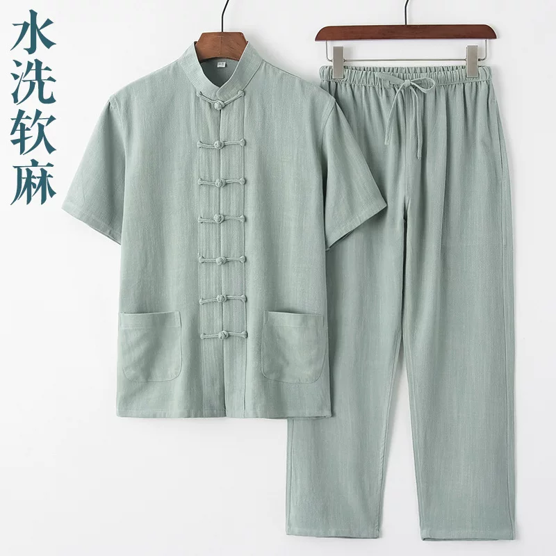 Summer retro set, Hanfu for elderly, with short sleeve, Chinese style