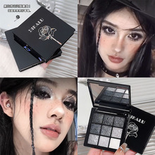 DIKALU黑玫瑰九色眼影盘黑茉莉欧美烟熏妆暗黑色灰色深色系水泥盘