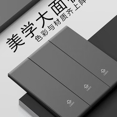 International Electrical Wall Switch and Socket Panel Concealed 86mm Ultra-Thin Skin Texture Gray Matt Five-Hole USB Computer