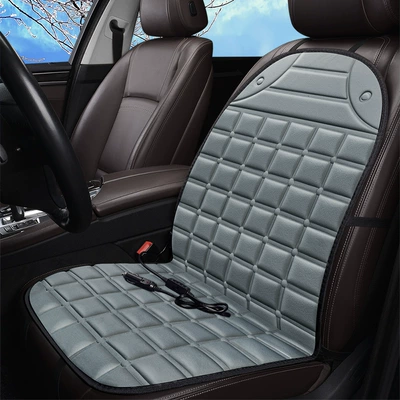 Cross-Border Checkered Heated Small Square: Multi-function pad - gray-fish-model-checkered-24v-heated-single-seat-model