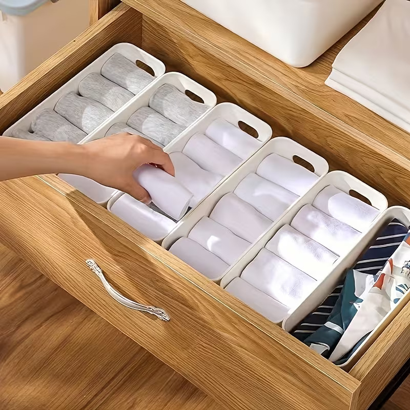 跨境专供桌面收纳盒化妆品零食收纳筐家用浴室厨房抽屉整理储物盒