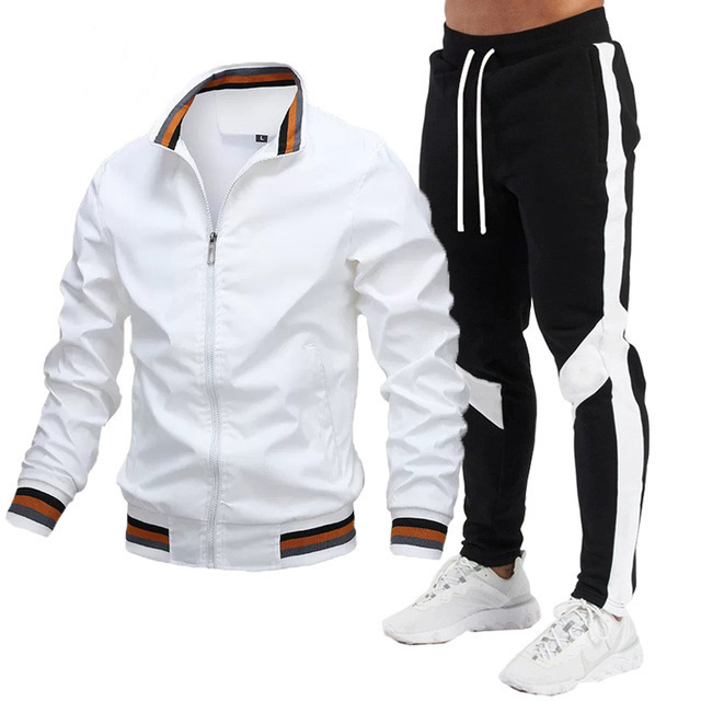 2024 new men's set, casual suit, patchwork pants, pilot jacket, high-quality jacket set_voghion.com