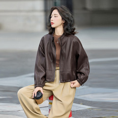 短款皮衣外套女2025秋季新款帅气宽松休闲立领PU皮夹克 GT8087