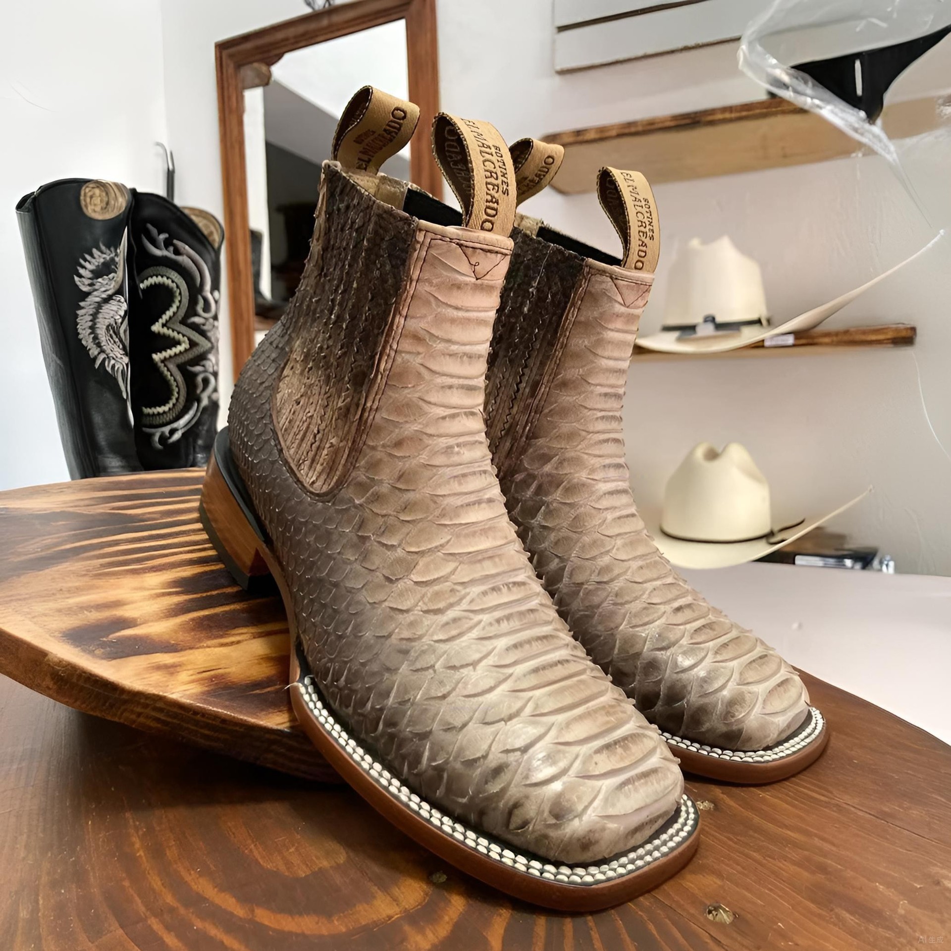 2025 Amazon Independent Station Cross-Border Foreign Trade New European and American Retro Men's Large Size Crocodile Pattern Chelsea Short Boots
