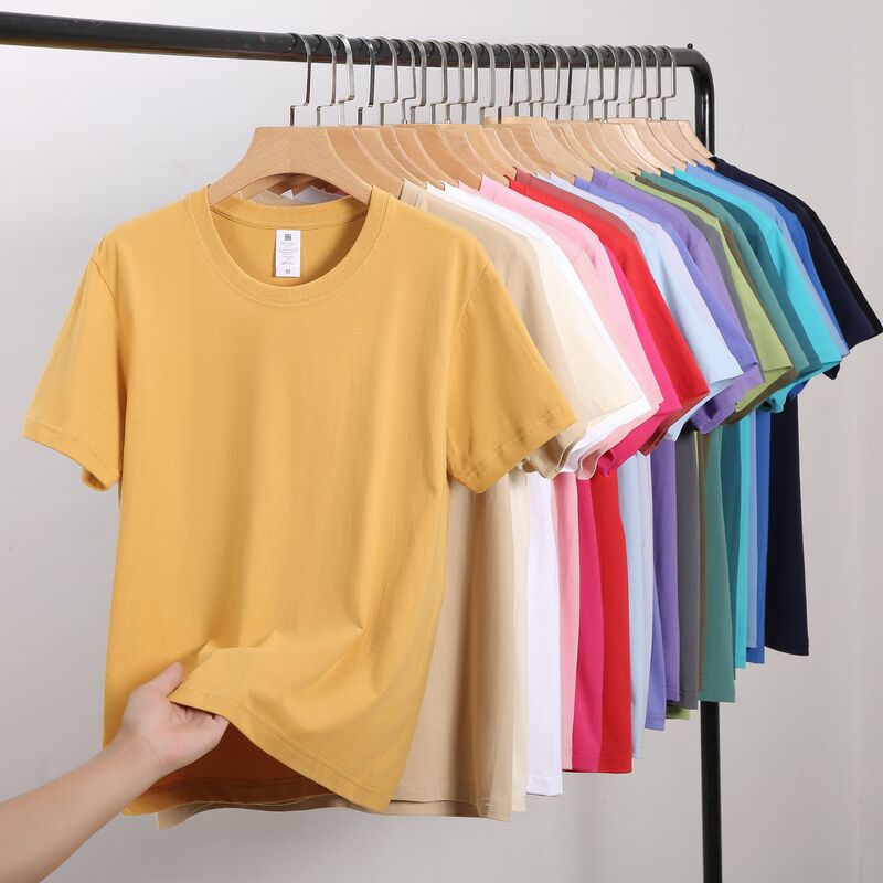 Xinjiang Long-Staple Cotton 220g Pure Color Heavyweight Double-Stitch Pure Cotton Tee Short-Sleeve White Base Layer T-Shirt Men's White T-Shirt