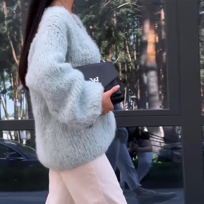 2024 otoño nuevo estilo europeo y americano Amazon transfronterizo ropa de mujer de color sólido u collar caballo de caballo de mar suave glutinoso jersey de punto universal