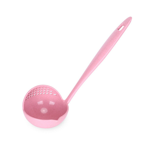 Kitchen wheat straw spoon colander two-in-one environmentally friendly tableware hot pot dual-purpose spoon iron factory direct sale