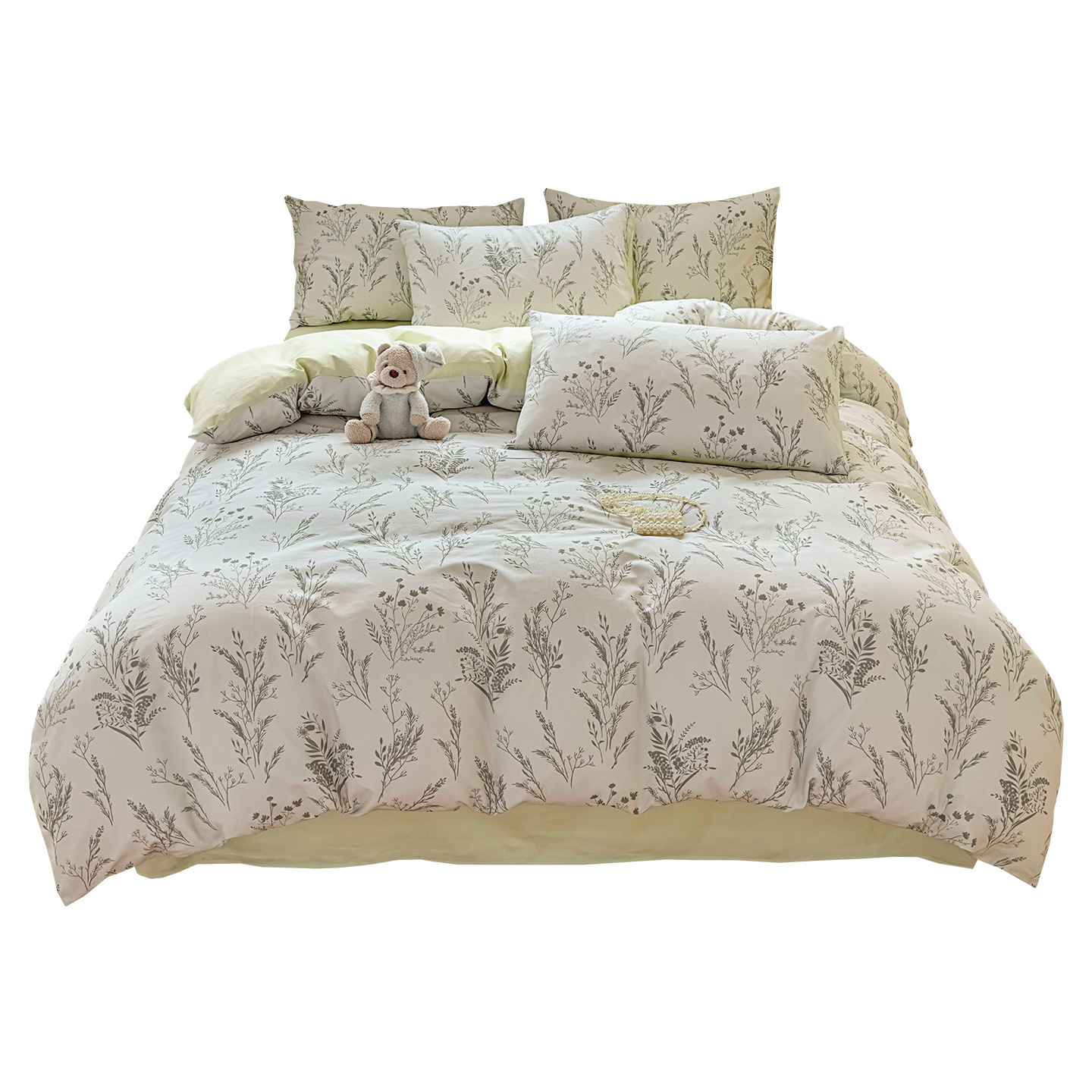 Cama de cuatro piezas 100% algodón para dormir desnudo, cubierta doméstica de colcha doble, ropa de cama universal de cuatro estaciones