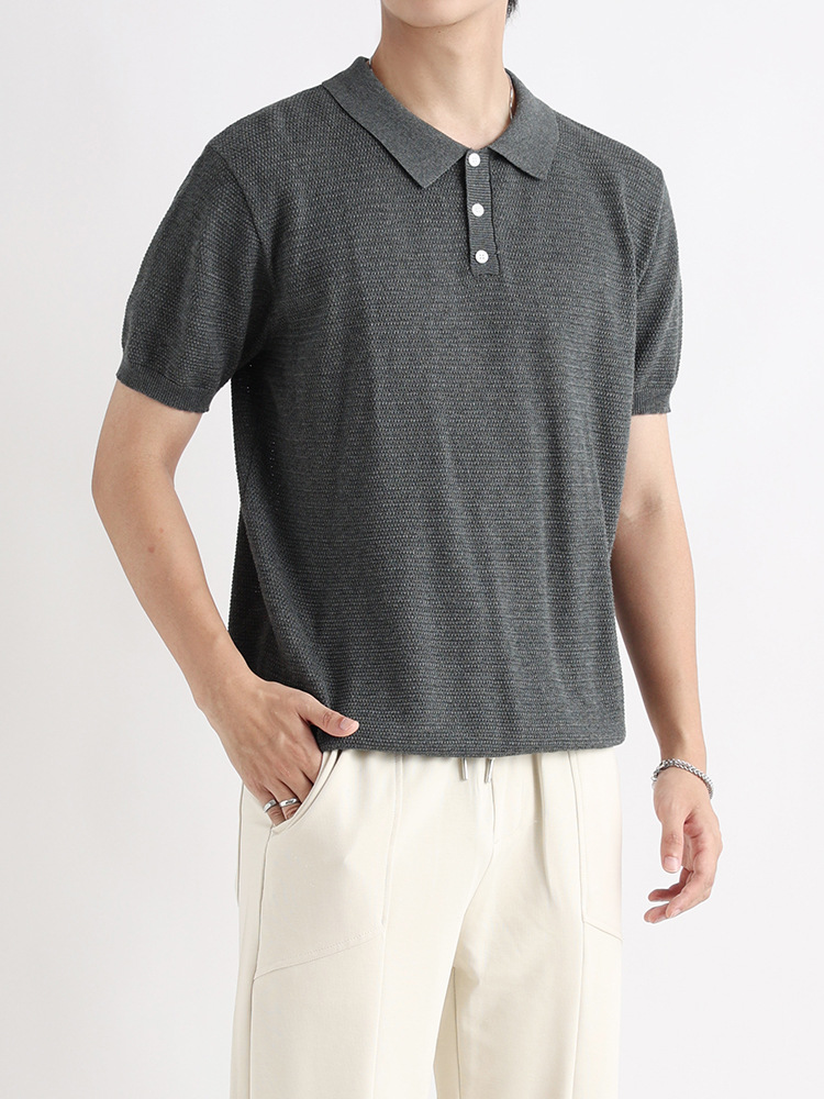 Polo de alta gama para hombre, camiseta de manga corta, solapa casual de moda, chaqueta con cuello Paul, papá verano