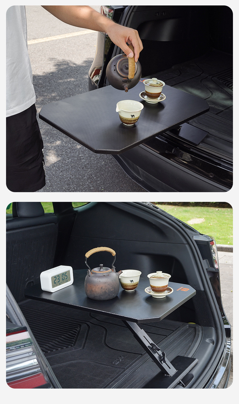 [Oem Customization] Car Trunk Table Board, Solid Wood Table Board for Car Camping, Portable Car Tea Table