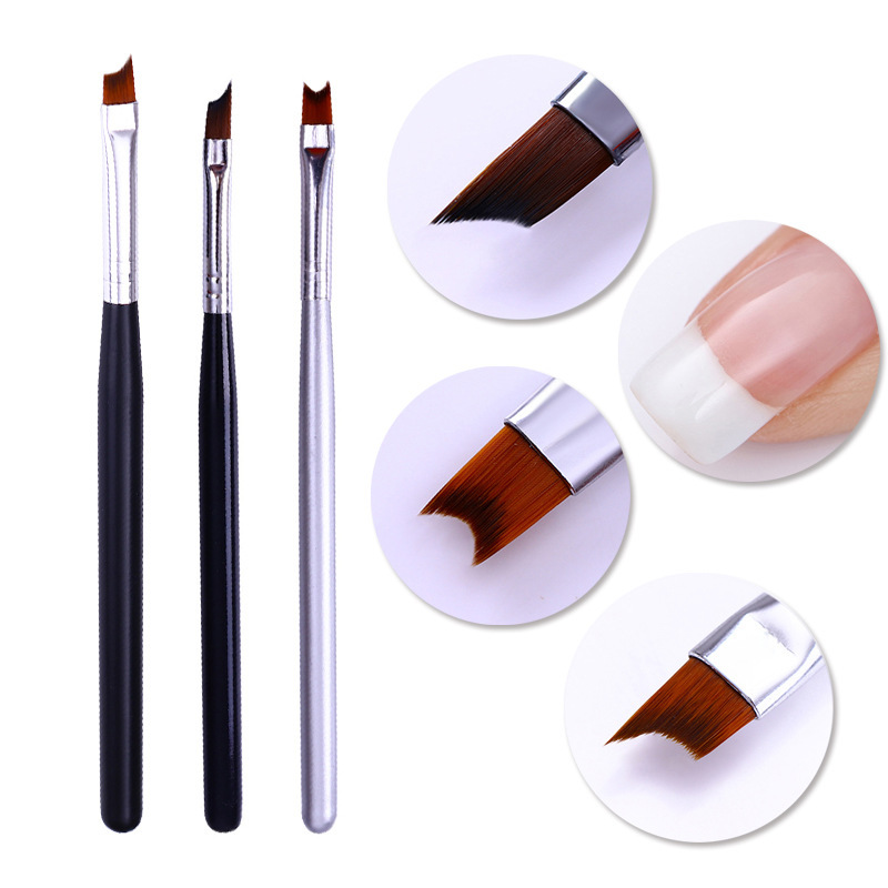 Cross-border nail art painting pen petal pen nail brush silver handle half-moon acrylic painting brush nail art tools