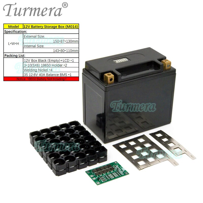 12V30Ah35Ah オートバイバッテリー収納ボックスバッテリーボックス 18650 ブラケット 3S40ABMS はんだニッケル付き|undefined