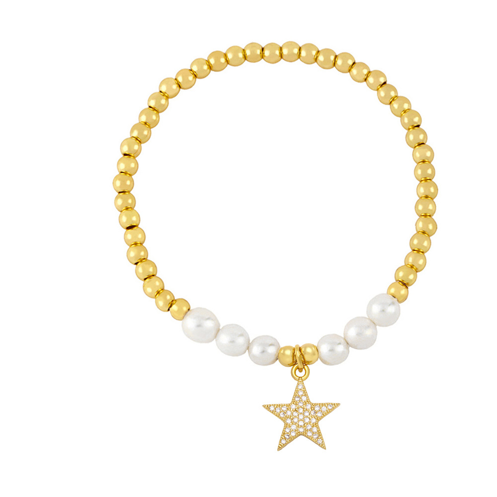 Fashion Star Copper Bracelets Pearl Inlay Zircon Copper Bracelets