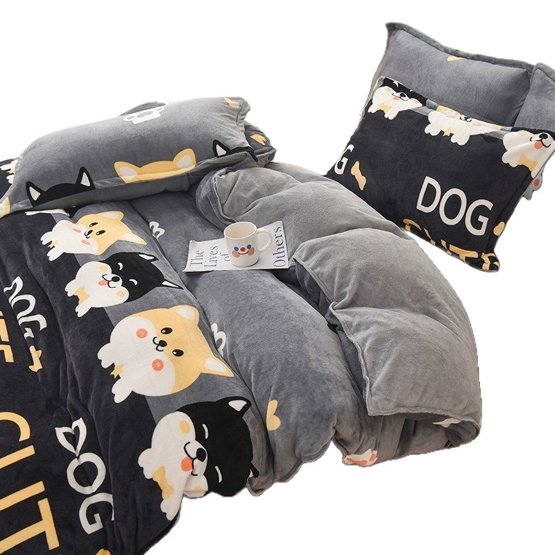 Funda de edredón de terciopelo de leche de invierno Funda de edredón de terciopelo de coral de una sola pieza más terciopelo grueso de doble cara 150 individual 180x200x230