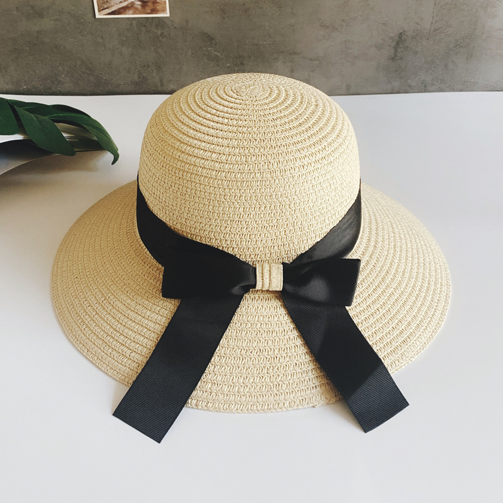 Color Block Pattern Handmade Straw Hat Women Outdoor Seaside Beach Sun Protection Sun Hat