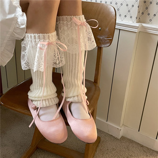 New Girl's Socks Lace Lace Leg Cover Bow Piled Socks