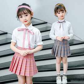 女童百褶裙韩版新款儿童短裙春夏中大童裙子学院风小学生半身裙