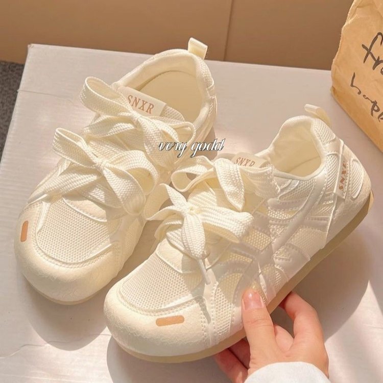夏季网面透气小白鞋子女2025新款丑萌大头鞋小众百搭德训运动板鞋|undefined