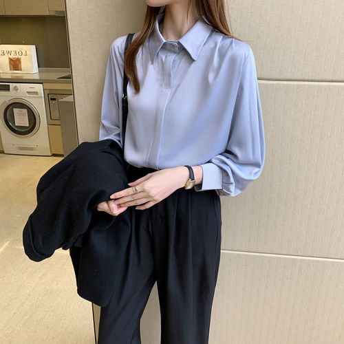 White chiffon shirt, new Korean style slim long-sleeved all-match shirt, professional work women's clothing, gift