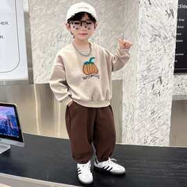2025男童新款小童卫衣套装洋气两件套韩版卡通宽松春秋刺绣儿童