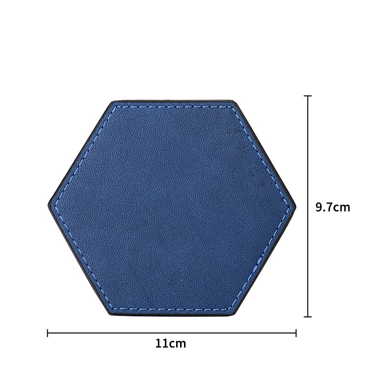 Inventario de venta caliente almohadilla de taza de té multicolor placa de orificio láser logotipo simple antideslizante aislamiento térmico almohadilla de taza de piel PU