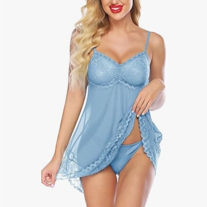 Lace Babydoll Lingerie Sexy Mini Nightdress Mesh Wedding Sleepwear Bridal Nightgown