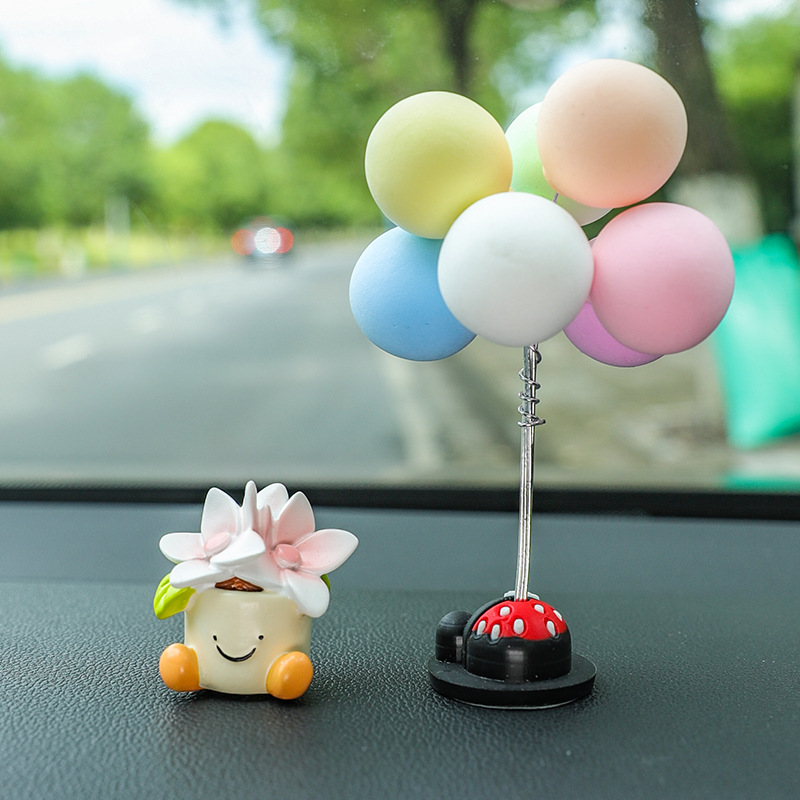 Accesorios para coche bonitos, plantas en maceta, flores, pequeños adornos para coche, mini decoraciones para salpicadero, sensación de alta gama, transfronterizo