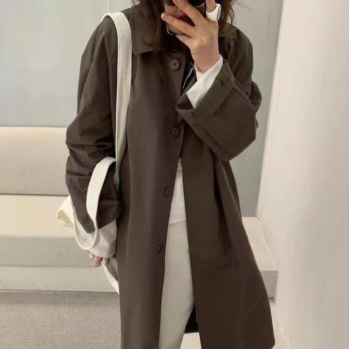 FD复古百搭风衣女2025春秋新款感小个子英伦外套垂感气质上衣|undefined