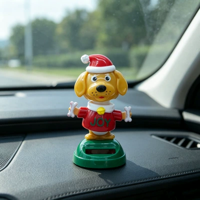 Cross-border Christmas solar energy Car ornaments - 5510cm-gross-weight-39g-hat-dog-with-packaging-double-sided-sticker