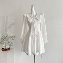 『欣幸』2025新款Q女家悸动法式miu系小白裙早秋花边衬衫连衣裙