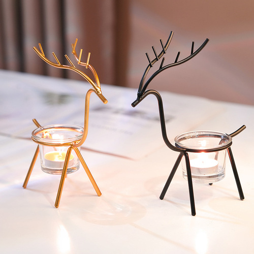Modern Iron Candlestick Romantic Retro Home Hotel Dining Table INS Romantic Candlelight Dinner Decor Candlestick Ornament