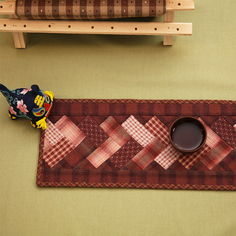 Primer paño teñido estera de té hecho a mano DIY patchwork corredor de mesa bordado Lu bordado estera de la placa de té Zen camino de mesa té arte de la vendimia toalla de té