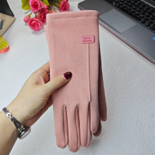 手套女冬季加绒加厚防寒保暖防风户外骑行开车德绒触屏棉手套批发