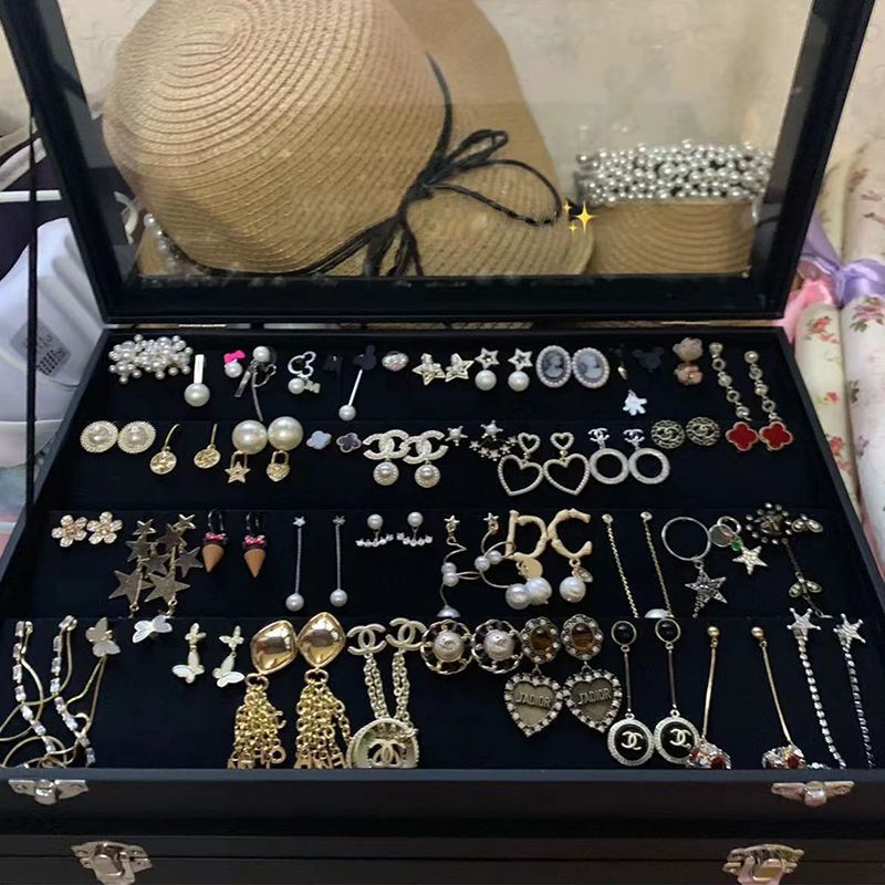 Jewelry Storage Box, Earrings, Earrings, Large-Capacity Display Stand, Necklace, Household Ring Pendant, Velvet Jewelry Box
