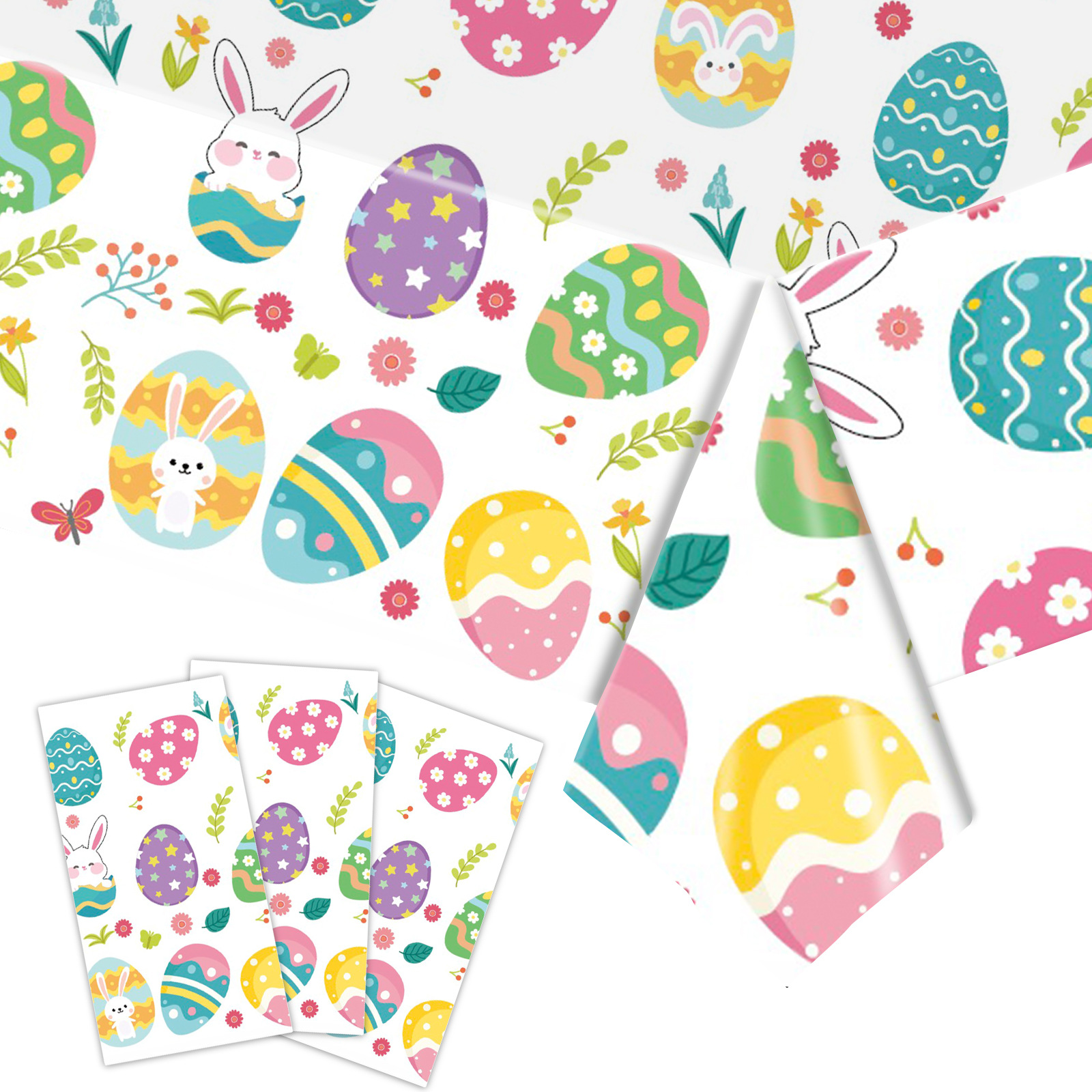 2025 New Egg Easter Party Tablecloth Holiday Party Bunny Egg Party Disposable Tablecloth Tablecloth