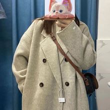 美拉德中长款毛呢外套女小个子名媛慵懒洋气秋冬加绒加厚呢子大衣