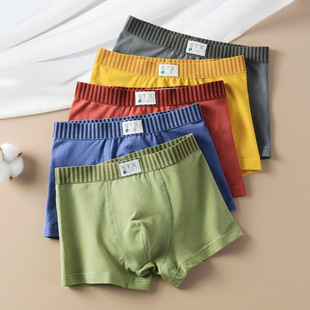 Boys' boxers cotton children's underwear class A middle and big children student underpants solid color teenagers boxers factory wholesale