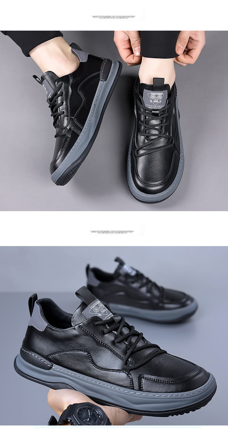 Miesten uudet syksyn pohjalliset trendikkäät kengät, hengittävät, muodikkaat, monipuoliset, ruskeat pehmeät nahkaiset vapaa-ajan kengät_voghion.com