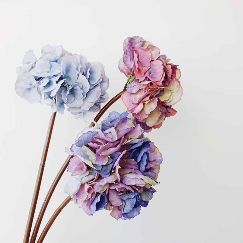 油画水墨色干绣球花仿真花装饰花艺干花插花绢花假花森系复古欧式