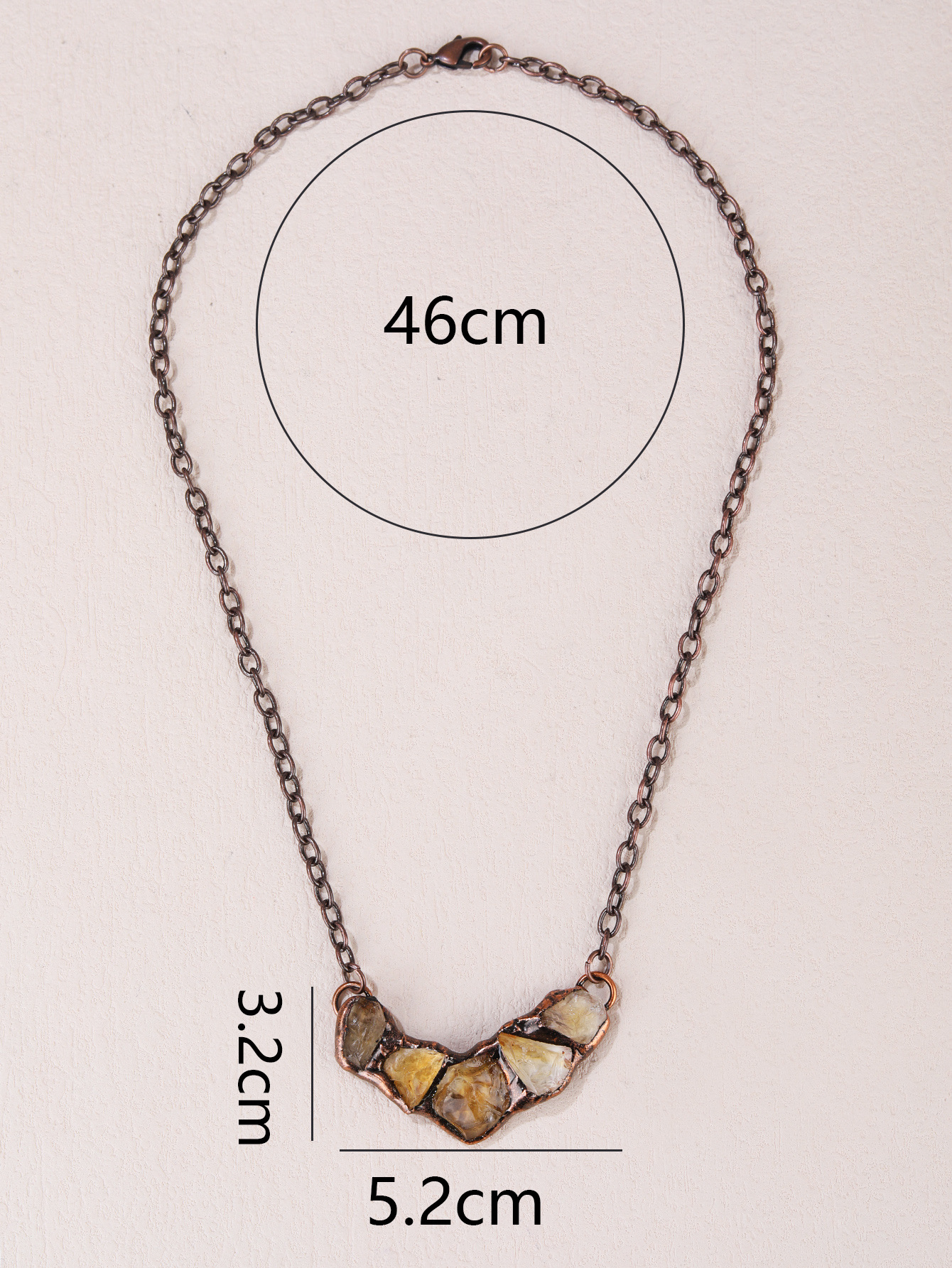 Women's Gender Handmade, Inlay Design Wholesale Jewelry Retro Ethnic Style Geometric Copper Crystal Handmade Inlay Necklace Cable Chain