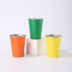 Gao Yi 純チタン断熱カップ、直飲みカップ、落下防止キャンプ用単層カーリングビールカップ、屋外ウォーターカップ、積み重ね可能な冷たいドリンクカップ