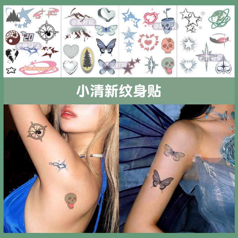 Colorful Small Fresh Tattoo Sticker Women's Waterproof Sweat-proof Temporary Flower Arm Scar Cover Sticker Cross-border Wholesale Tattoo Sticker