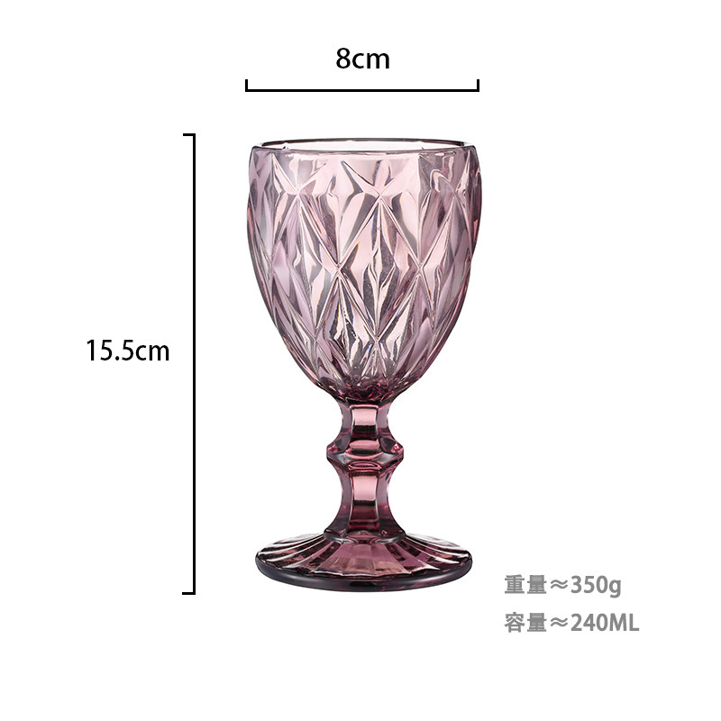 Gran por mayor transfronterizo vasos de vino en relieve europeos tazas de vidrio de colores tazas de bebida de jugo de frutas espesadas tazas de leche de boda tazas de pies altos