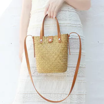 Straw hand-woven crossbody bag niche all-in-one shoulder purse beach holiday Raffia mobile phone bag women's bag - ShopShipShake