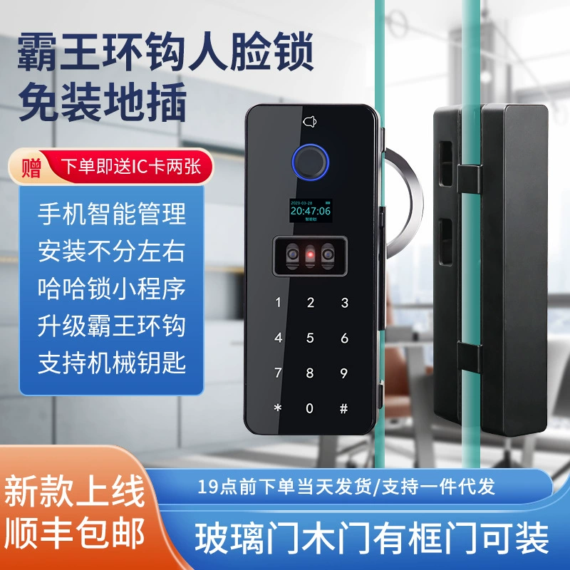 Commodity metal smart lock face recognition fingerprint Code Code Tyrannosaurus Office glass door fingerprint lock