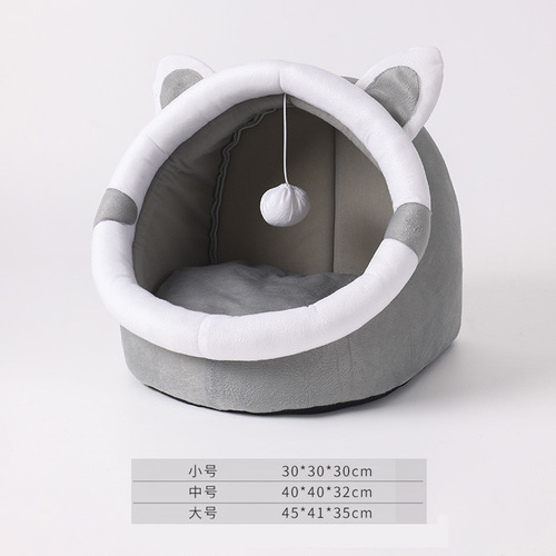Cat and Dog House Closed Style Removable Pet Bed Summer Cooling Mat Dog House All-Season Pet House Pet Supplies